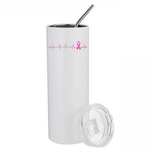 Breast Cancer Heartbeat Pulse Stainless Steel Tumbler