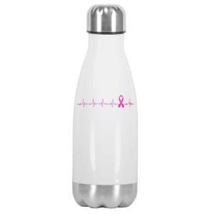 Breast Cancer Heartbeat Pulse Stainless Steel Insulated Water Bottle