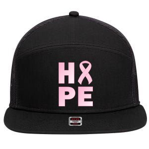 Breast Cancer Hope Fight Logo 7 Panel Mesh Trucker Snapback Hat