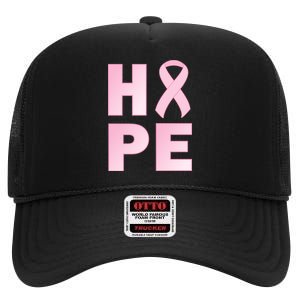 Breast Cancer Hope Fight Logo High Crown Mesh Back Trucker Hat