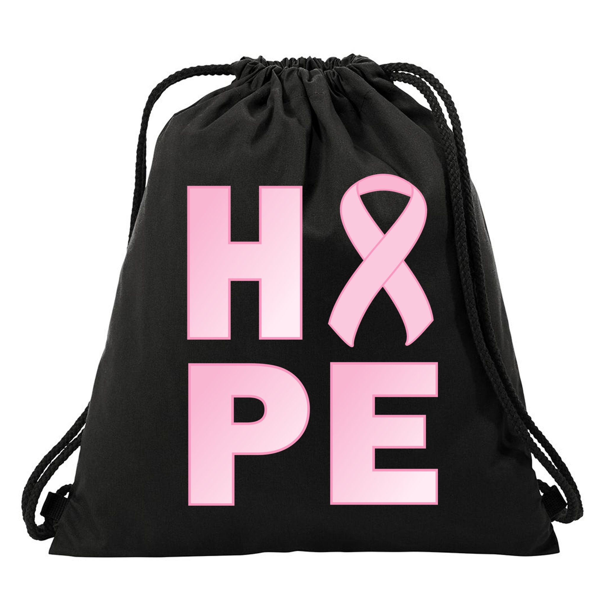 Breast Cancer Hope Fight Logo Drawstring Bag