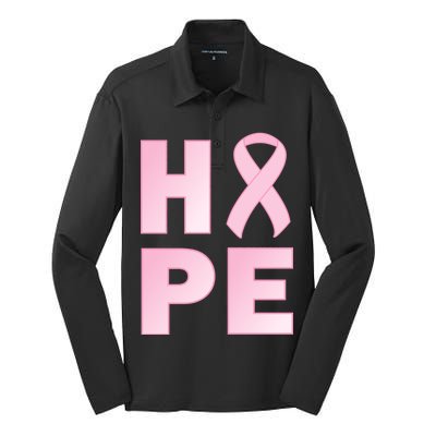 Breast Cancer Hope Fight Logo Silk Touch Performance Long Sleeve Polo