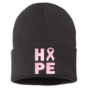 Breast Cancer Hope Fight Logo Sustainable Knit Beanie