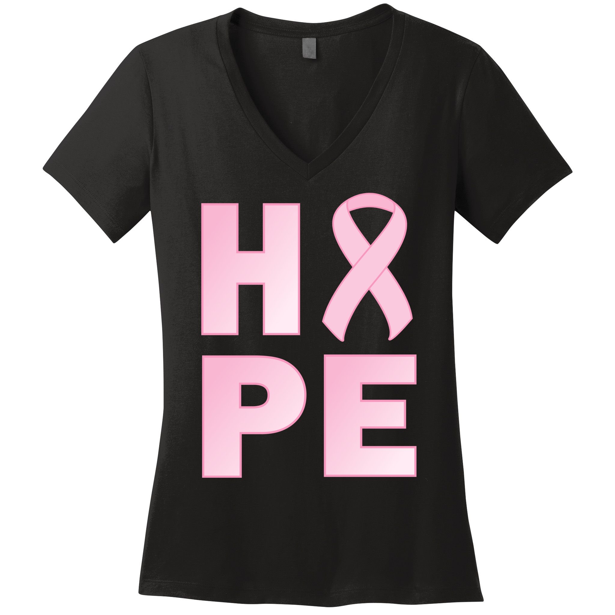 Breast Cancer Hope Fight Logo Women's V-Neck T-Shirt