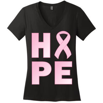 Breast Cancer Hope Fight Logo Women's V-Neck T-Shirt