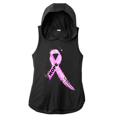 Breast Cancer Hope Ribbon Ladies PosiCharge Tri-Blend Wicking Draft Hoodie Tank