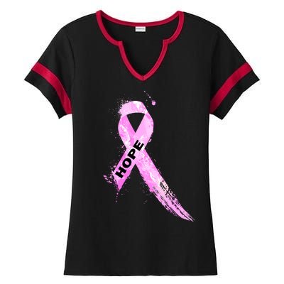 Breast Cancer Hope Ribbon Ladies Halftime Notch Neck Tee