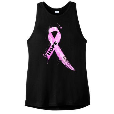 Breast Cancer Hope Ribbon Ladies PosiCharge Tri-Blend Wicking Tank