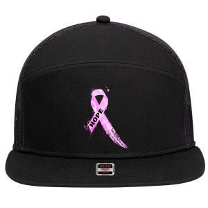 Breast Cancer Hope Ribbon 7 Panel Mesh Trucker Snapback Hat