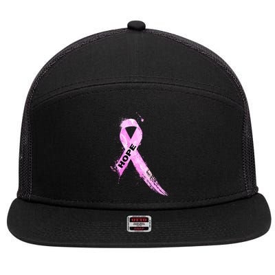 Breast Cancer Hope Ribbon 7 Panel Mesh Trucker Snapback Hat