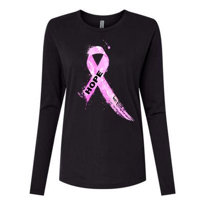 Breast Cancer Hope Ribbon Womens Cotton Relaxed Long Sleeve T-Shirt