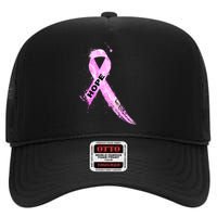 Breast Cancer Hope Ribbon High Crown Mesh Back Trucker Hat