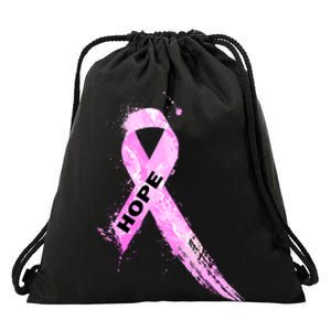 Breast Cancer Hope Ribbon Drawstring Bag