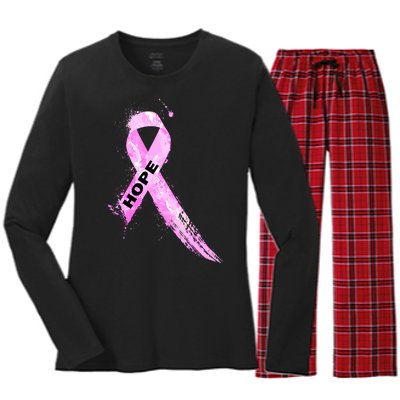 Breast Cancer Hope Ribbon Women's Long Sleeve Flannel Pajama Set 