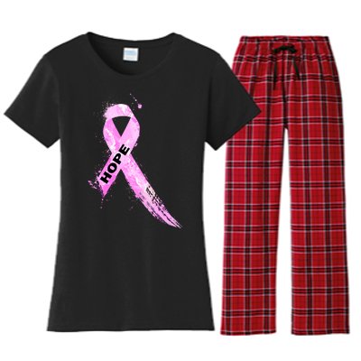 Breast Cancer Hope Ribbon Women's Flannel Pajama Set