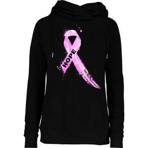 Breast Cancer Hope Ribbon Womens Funnel Neck Pullover Hood