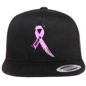 Breast Cancer Hope Ribbon Flat Bill Trucker Hat