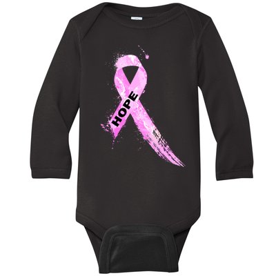 Breast Cancer Hope Ribbon Baby Long Sleeve Bodysuit