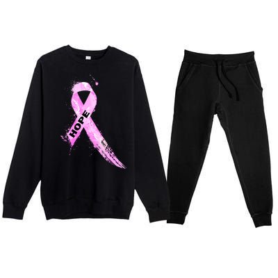 Breast Cancer Hope Ribbon Premium Crewneck Sweatsuit Set