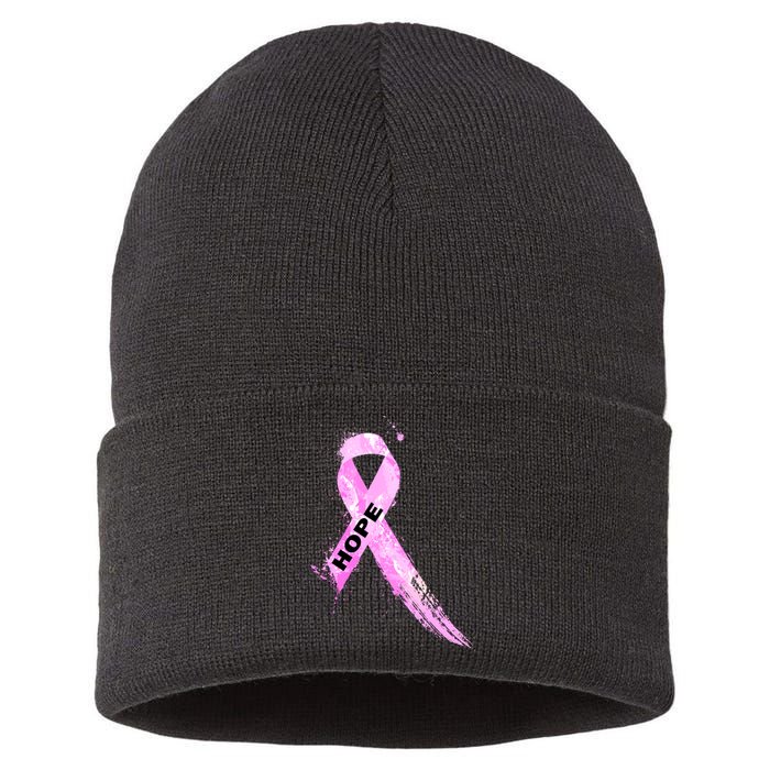 Breast Cancer Hope Ribbon Sustainable Knit Beanie