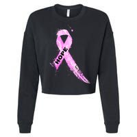 Breast Cancer Hope Ribbon Cropped Pullover Crew