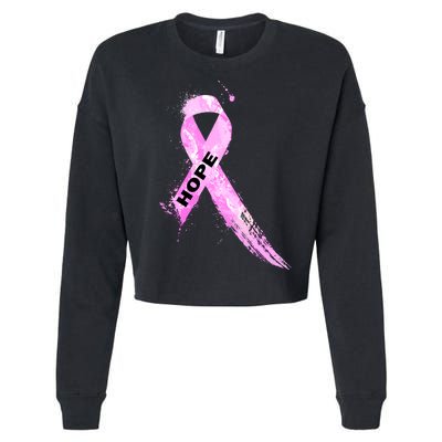 Breast Cancer Hope Ribbon Cropped Pullover Crew