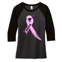 Breast Cancer Hope Ribbon Women's Tri-Blend 3/4-Sleeve Raglan Shirt