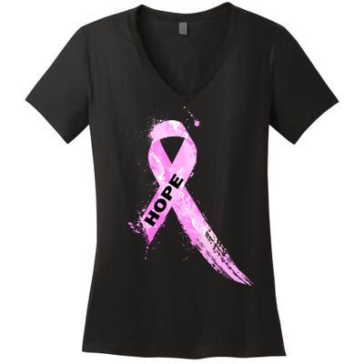 Breast Cancer Hope Ribbon Women's V-Neck T-Shirt