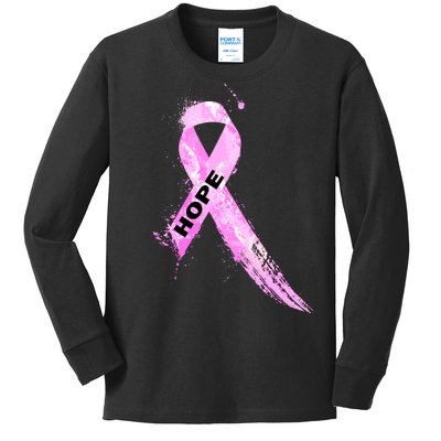 Breast Cancer Hope Ribbon Kids Long Sleeve Shirt