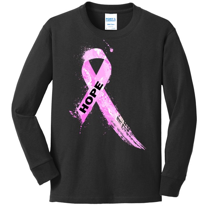 Breast Cancer Hope Ribbon Kids Long Sleeve Shirt