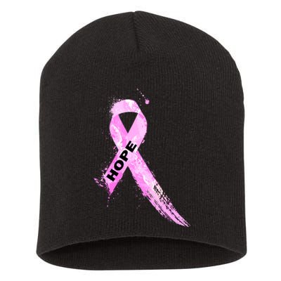 Breast Cancer Hope Ribbon Short Acrylic Beanie