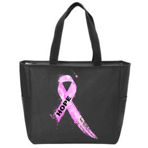 Breast Cancer Hope Ribbon Zip Tote Bag