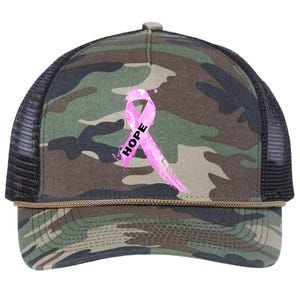 Breast Cancer Hope Ribbon Retro Rope Trucker Hat Cap