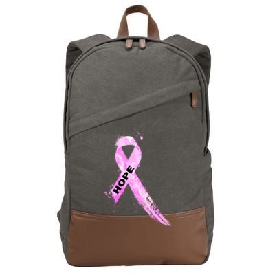 Breast Cancer Hope Ribbon Cotton Canvas Backpack