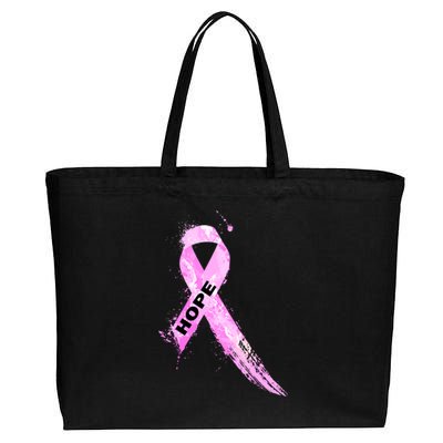 Breast Cancer Hope Ribbon Cotton Canvas Jumbo Tote