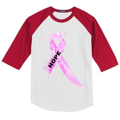 Breast Cancer Hope Ribbon Kids Colorblock Raglan Jersey