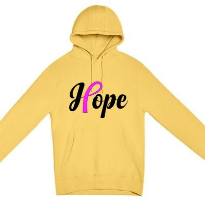 Breast Cancer Hope Ribbon Tribute Logo Premium Pullover Hoodie