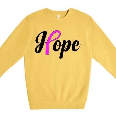 Breast Cancer Hope Ribbon Tribute Logo Premium Crewneck Sweatshirt