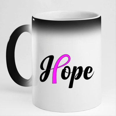 Breast Cancer Hope Ribbon Tribute Logo 11oz Black Color Changing Mug