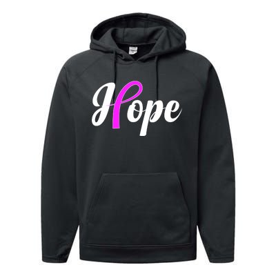 Breast Cancer Hope Ribbon Tribute Logo Performance Fleece Hoodie