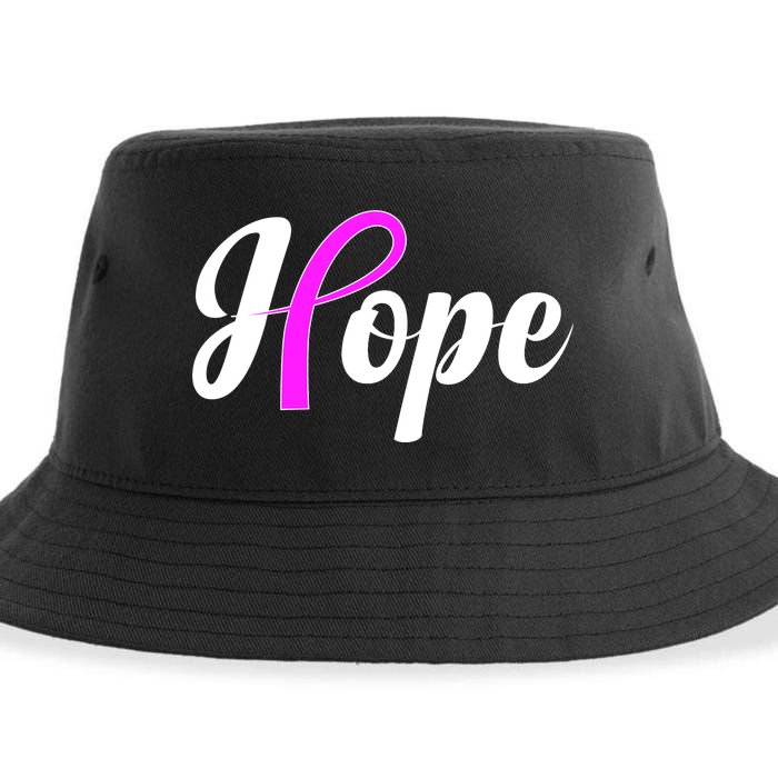 Breast Cancer Hope Ribbon Tribute Logo Sustainable Bucket Hat