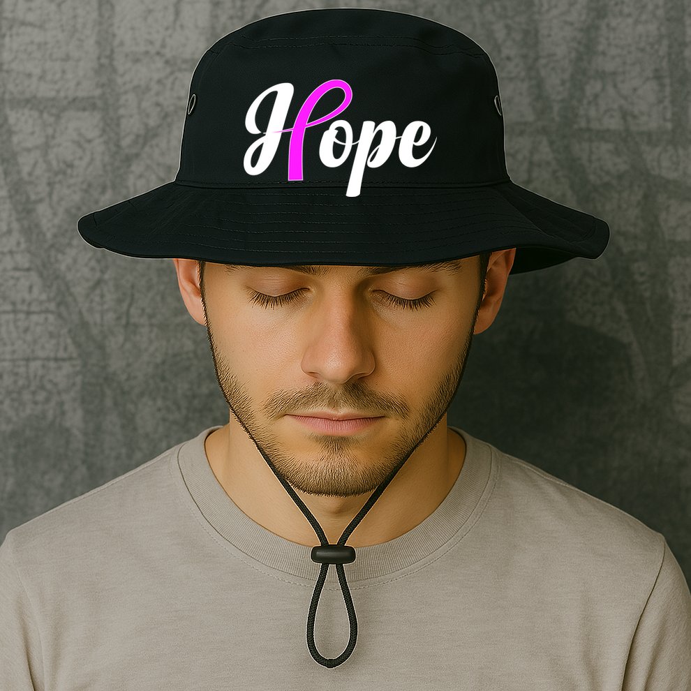 Breast Cancer Hope Ribbon Tribute Logo Bucket Hat