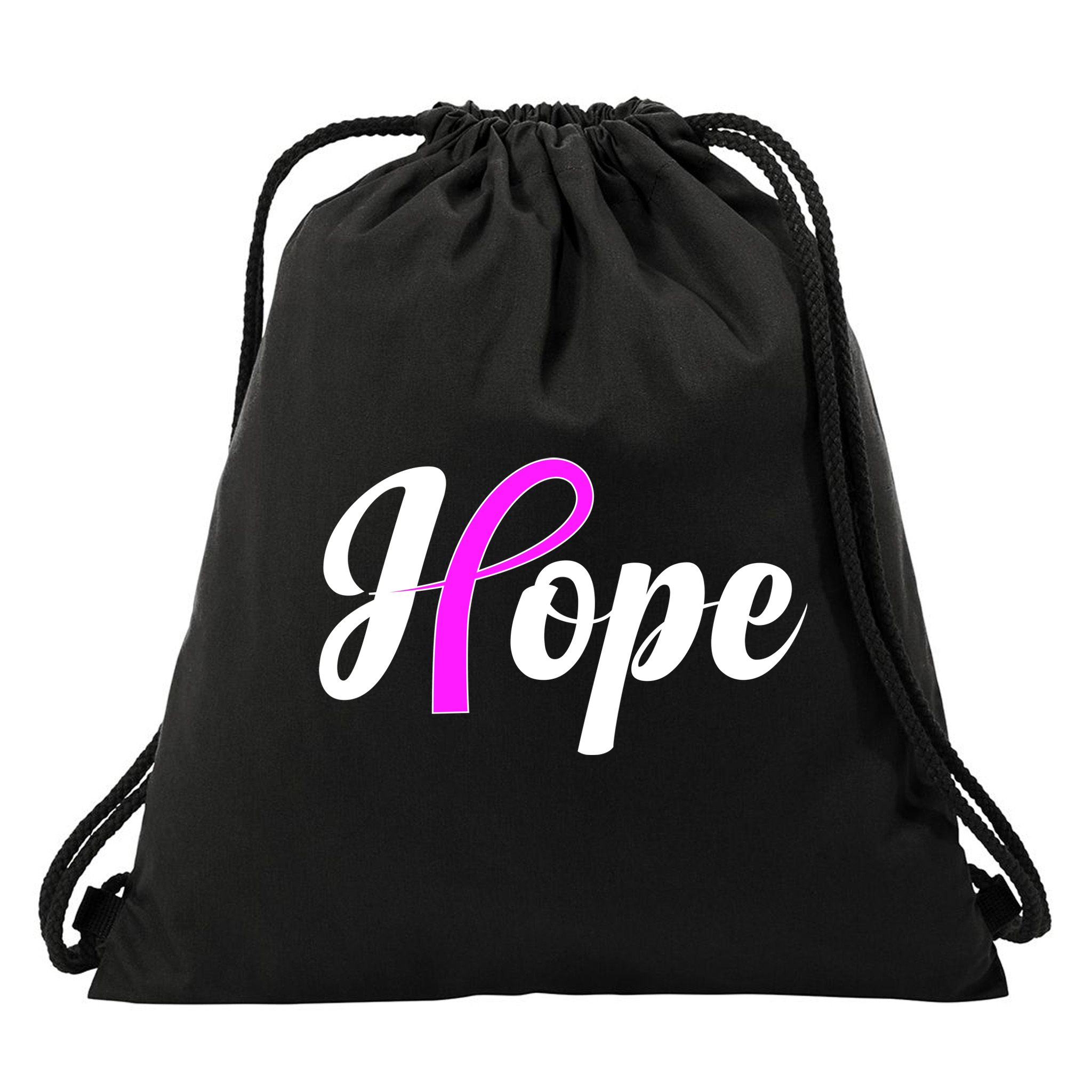 Breast Cancer Hope Ribbon Tribute Logo Drawstring Bag