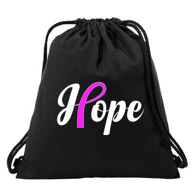 Breast Cancer Hope Ribbon Tribute Logo Drawstring Bag