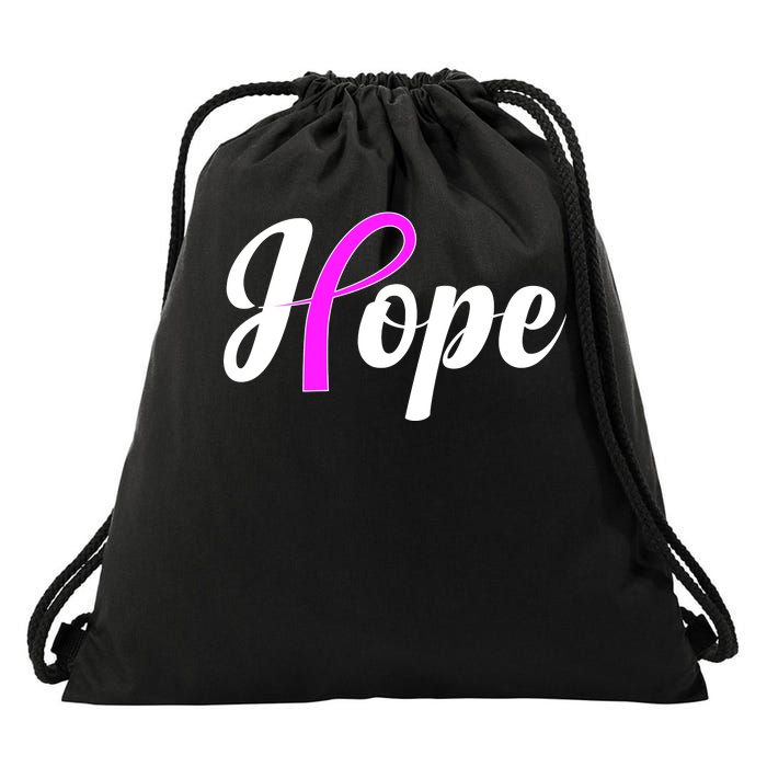 Breast Cancer Hope Ribbon Tribute Logo Drawstring Bag