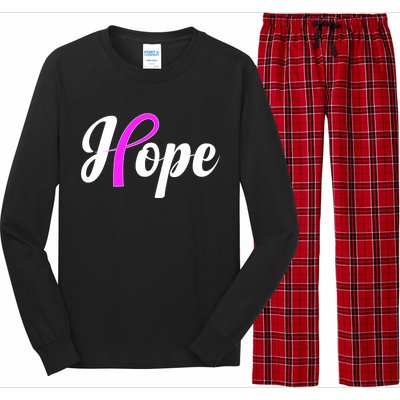 Breast Cancer Hope Ribbon Tribute Logo Long Sleeve Pajama Set