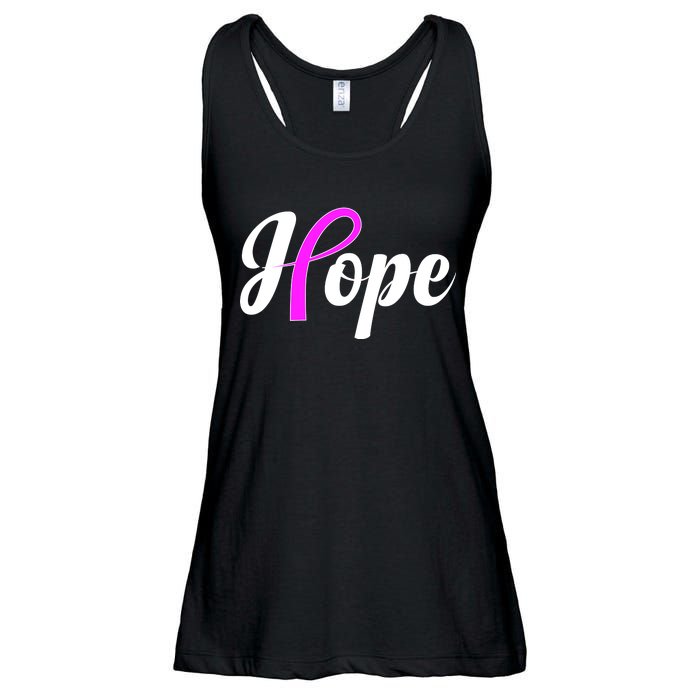 Breast Cancer Hope Ribbon Tribute Logo Ladies Essential Flowy Tank