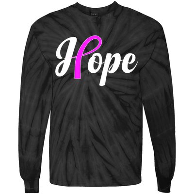 Breast Cancer Hope Ribbon Tribute Logo Tie-Dye Long Sleeve Shirt