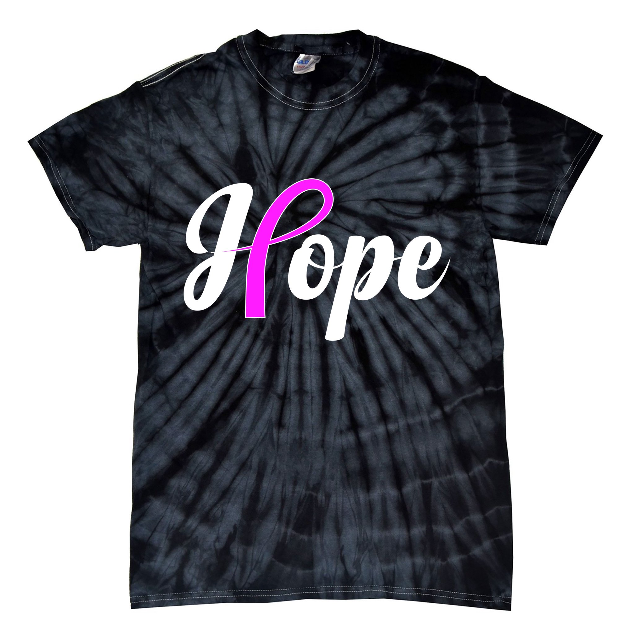 Breast Cancer Hope Ribbon Tribute Logo Tie-Dye T-Shirt