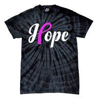 Breast Cancer Hope Ribbon Tribute Logo Tie-Dye T-Shirt